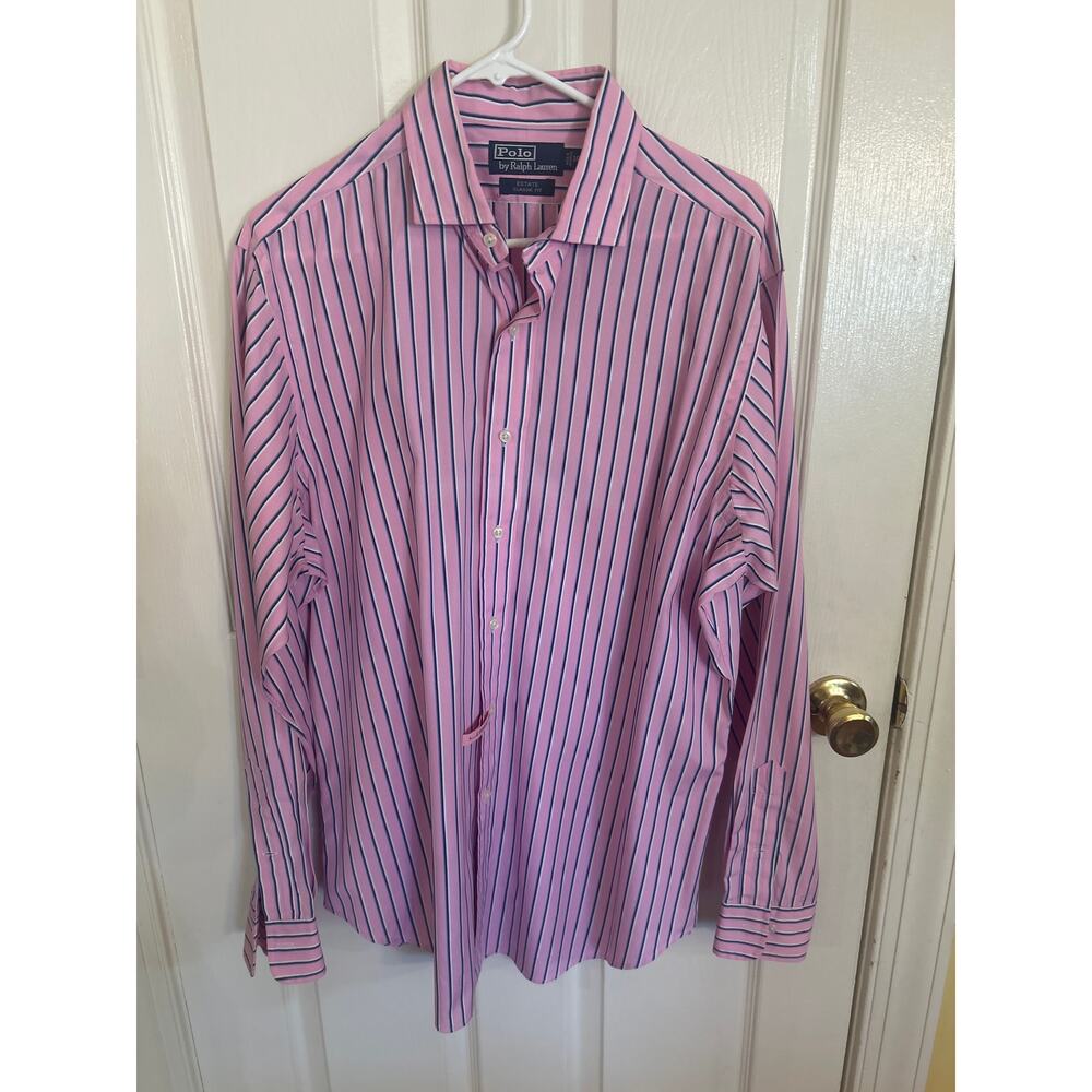 Polo Ralph Lauren Estate Classic Fit Pink Striped LS Size 16.5/Large‎